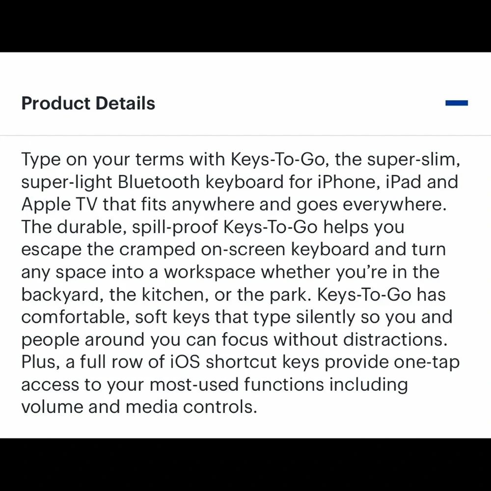 Logitech Keys-To-Go Keyboard for iPhone, iPad, & Apple TV Design - Black